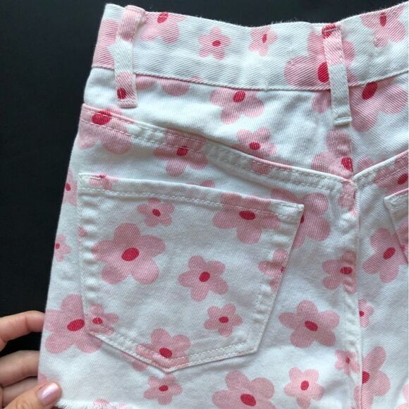 PacSun Pink 90’s Flower Vintage High Waisted Y2K Denim Shorts Size 24 - Picture 14 of 16